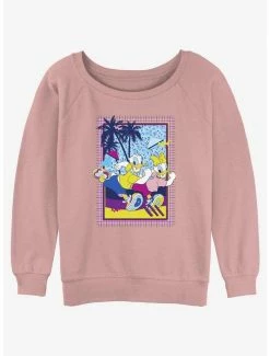 Discount ❤️ Disney Mickey Mouse Donald and Daisy Duck And Run 👧 Girls Slouchy Sweatshirt 🤩