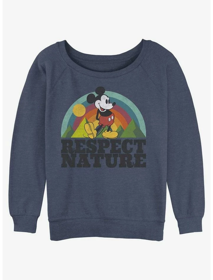 Discount β€οΈ Disney Mickey Mouse Respect Nature π§ Girls Slouchy Sweatshirt π