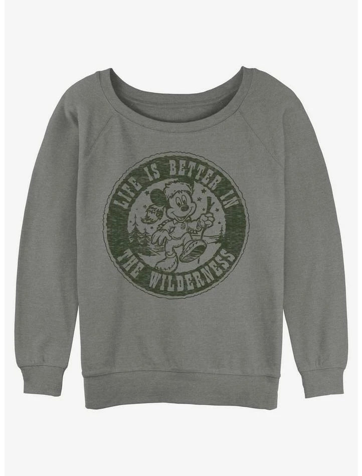 New βοΈ Disney Mickey Mouse Wilderness Mickey π§ Girls Slouchy Sweatshirt π