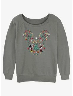 Deals 🔔 Disney Mickey Mouse Holiday Icon Ear Fill 👧 Girls Slouchy Sweatshirt 👍