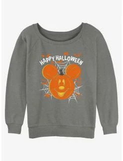 Deals 😉 Disney Mickey Mouse Jack O' Lantern 👧 Girls Slouchy Sweatshirt 😉