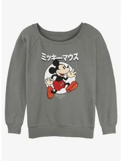 Deals 💯 Disney Mickey Mouse Original Mouse in Japanese 👧 Girls Slouchy Sweatshirt ❤️