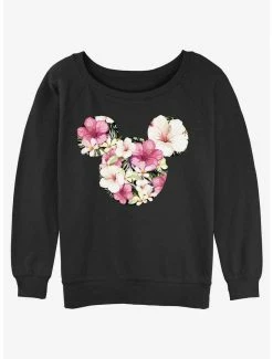 Promo 🔔 Disney Mickey Mouse Tropical Mouse 👧 Girls Slouchy Sweatshirt ✔️