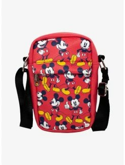 Outlet 🎁 Disney Mickey Mouse Standing Poses Vegan Leather Crossbody Bag 🌟