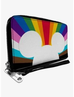 Best Sale 🔔 Disney Mickey Mouse Pride Ears Icon Rays Rainbow Zip Around Wallet 🔥