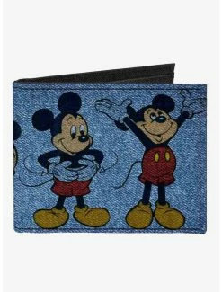 Best reviews of 🔥 Disney Mickey Mouse 4 Mousercise Poses Denim Canvas Bifold Wallet ⭐