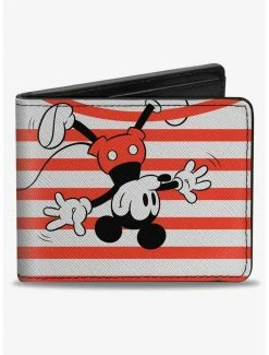 Wholesale 😉 Disney Mickey Mouse Upside Down Pose Stripe Bifold Wallet 😉
