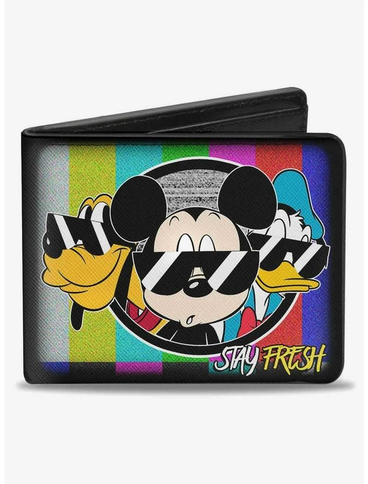 Brand new π― Disney Pluto Mickey Mouse Donald Duck Stay Fresh Group Bifold Wallet π
