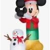 Hot Sale 😍 Disney Mickey Mouse Putting Hat On Mickey Snowman Animated Airblown ⌛