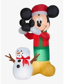 Hot Sale π Disney Mickey Mouse Putting Hat On Mickey Snowman Animated Airblown β
