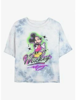 Outlet 🧨 Disney Mickey Mouse Airbrush Mickey Tie-Dye 👧 Girls Crop T-Shirt 😉
