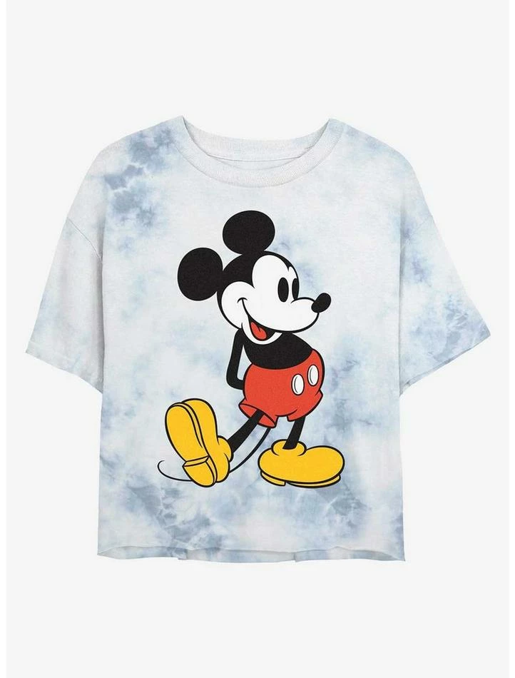 New βοΈ Disney Mickey Mouse Classic Mickey Tie-Dye π§ Girls Crop T-Shirt π₯°