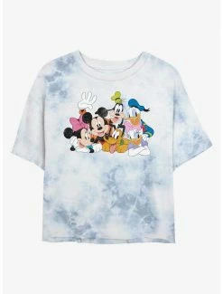 Outlet ❤️ Disney Mickey Mouse All The Friends Tie-Dye 👧 Girls Crop T-Shirt 😀