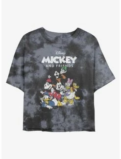 Cheap 👍 Disney Mickey Mouse Friends Group Tie-Dye 👧 Girls Crop T-Shirt 🔔