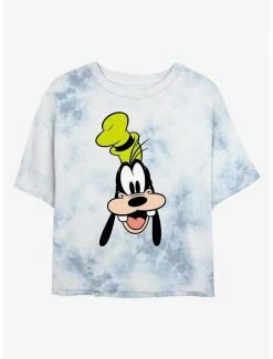 Flash Sale ✔️ Disney Mickey Mouse Goofy Big Face Tie-Dye 👧 Girls Crop T-Shirt 🤩