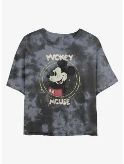 Flash Sale ❤️ Disney Mickey Mouse Happy Mickey Tie-Dye 👧 Girls Crop T-Shirt 🌟