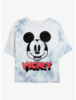 Promo 💯 Disney Mickey Mouse Heads Up Tie-Dye 👧 Girls Crop T-Shirt 🎁