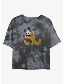 Cheapest 🛒 Disney Mickey Mouse Mickey and Pluto Tie-Dye 👧 Girls Crop T-Shirt 😉