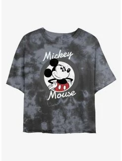 Discount 😍 Disney Mickey Mouse Mickey Badge Tie-Dye 👧 Girls Crop T-Shirt ✨