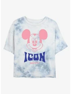 Flash Sale 🔔 Disney Mickey Mouse Mickey Icon Tie-Dye 👧 Girls Crop T-Shirt 😀