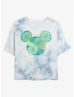 Best Pirce 💯 Disney Mickey Mouse Succulents Tie-Dye 👧 Girls Crop T-Shirt 🛒