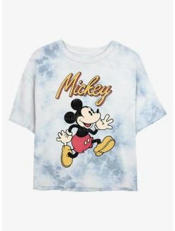 Coupon 🛒 Disney Mickey Mouse Vintage Mickey Tie-Dye 👧 Girls Crop T-Shirt 👍