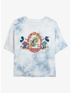 Cheapest 🤩 Disney Mickey Mouse Care About You Tie-Dye 👧 Girls Crop T-Shirt 👏
