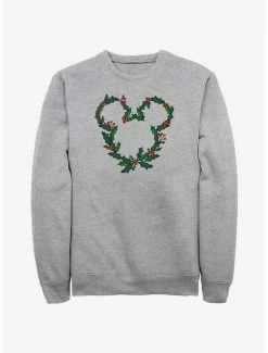 Buy ⭐ Disney Mickey Mouse Mistletoe Wreath Ears Sweatshirt ⌛