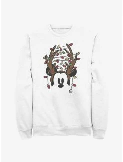 New 🛒 Disney Mickey Mouse 🎄 Christmas Light Antlers Sweatshirt 🌟