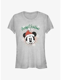 Cheap 🔥 Disney Mickey Mouse Snowflakes Santa Mickey 👧 Girls T-Shirt ✨