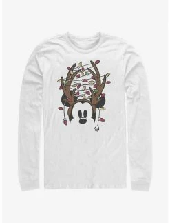 Best deal 🤩 Disney Mickey Mouse 🎅 Christmas Light Antlers Long-Sleeve T-Shirt 🌟