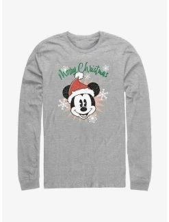 Top 10 😍 Disney Mickey Mouse Snowflakes Santa Mickey Long-Sleeve T-Shirt 👏